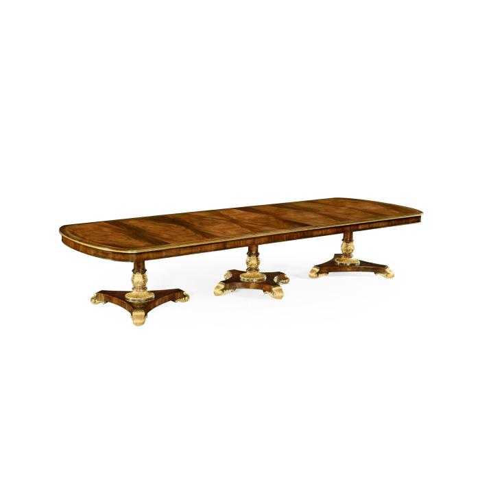 Jonathan Charles Dining Table Regency Triple Pedestal with Gilding 3