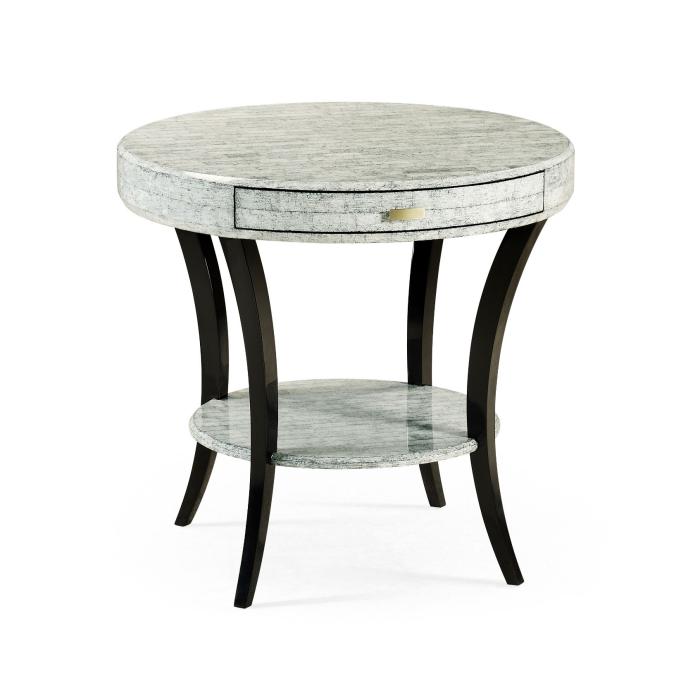 Jonathan Charles Round Side Table with Drawer Oriental - Smoke Eggshell 7