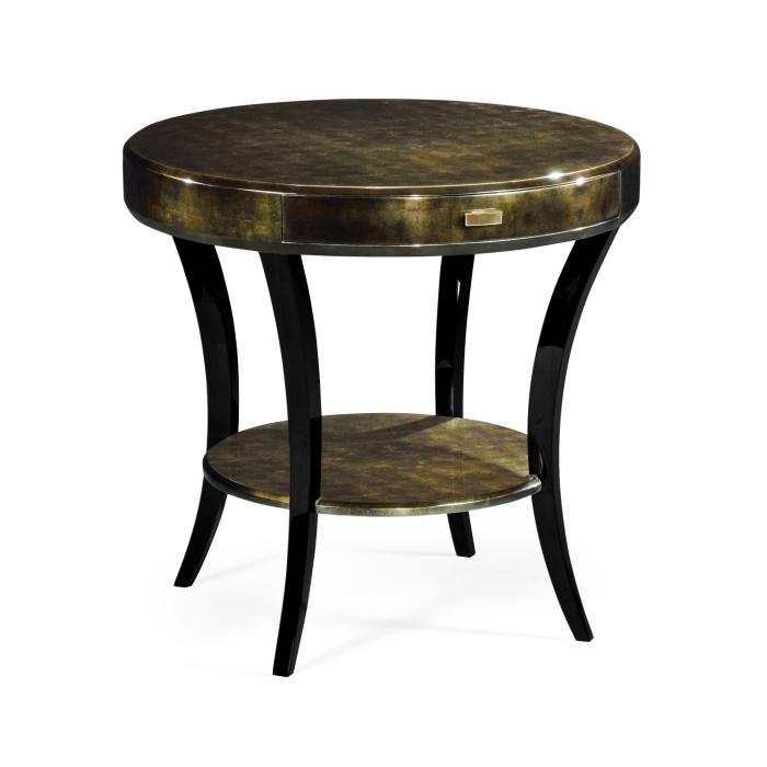 Jonathan Charles Dark Bronze Round Side Table with Drawer 10