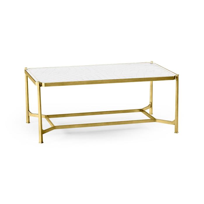 Jonathan Charles Rectangular Coffee Table Contemporary in Eglomise - Gilded 5