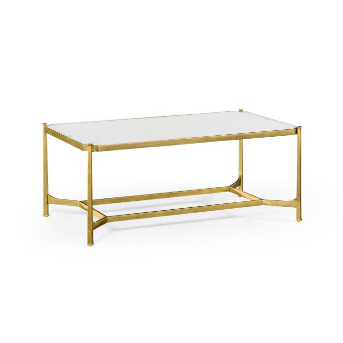 Jonathan Charles Rectangular Coffee Table Contemporary in Antique Mirror - Gilded 4