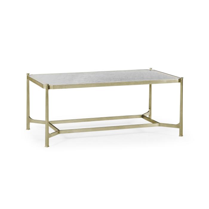 Jonathan Charles Rectangular Coffee Table Contemporary in Eglomise - Silver 4