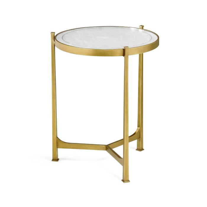 Jonathan Charles Round End Table Contemporary in Eglomise - Gilded 8