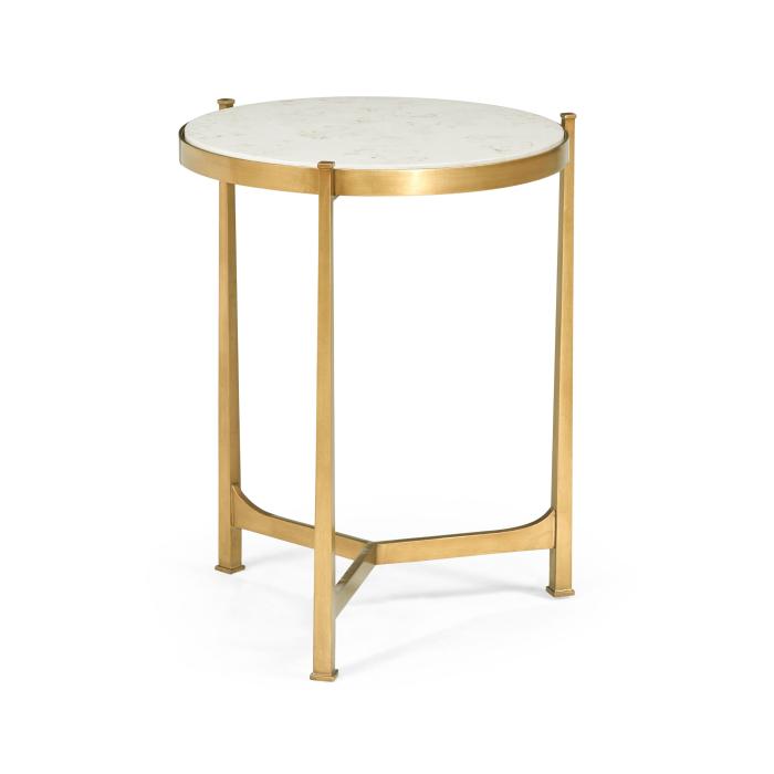 Jonathan Charles Round End Table Contemporary in Scagliola - Gilded 1