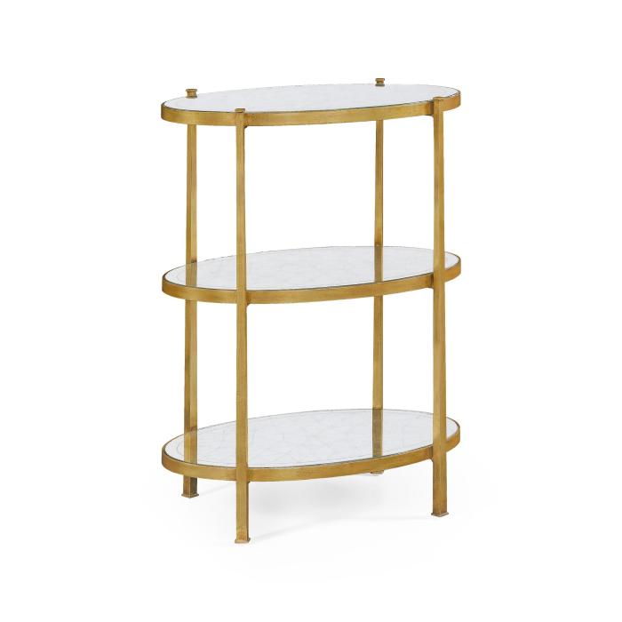 Jonathan Charles Large Oval Side Table Contemporary Three-Tier - Gilded 3
