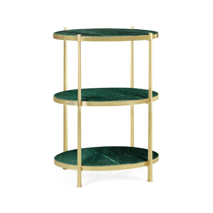 Jonathan Charles Large Side Table Contemporary Three-Tier - Green Naploy Marble 4