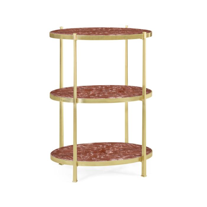 Jonathan Charles Large Side Table Contemporary Three-Tier - Red Brazil Marble 1