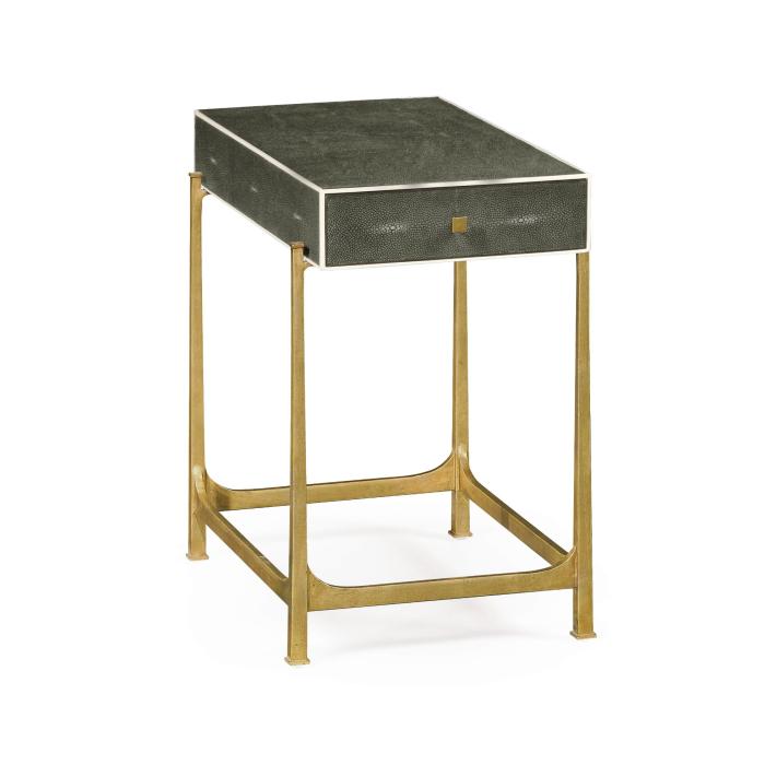 Jonathan Charles Side Table with Drawer Contemporary in Anthracite Shagreen - Gilded 1