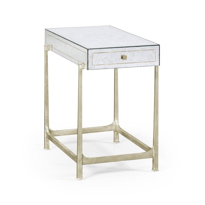 Jonathan Charles Side Table with Drawer Contemporary in Eglomise - Silver 1