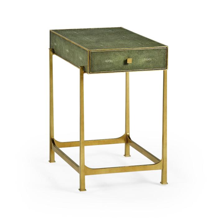 Jonathan Charles Side Table with Drawer Contemporary in Green Shagreen - Gilded 6