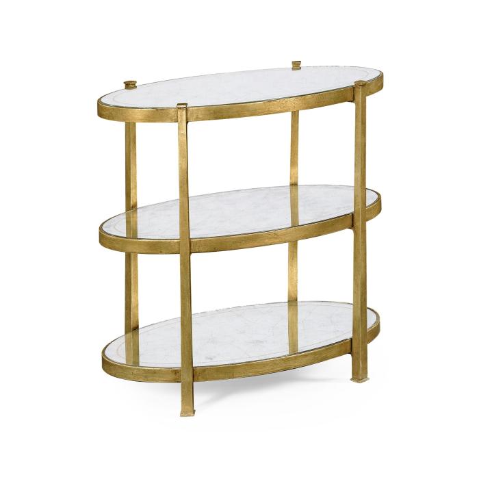 Jonathan Charles Small Oval Side Table Contemporary Three-Tier - Gilded 1