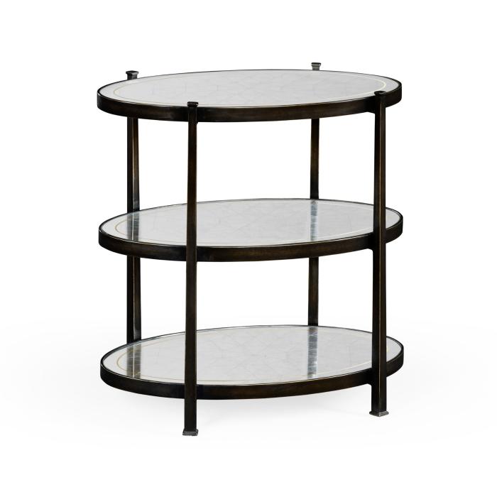 Jonathan Charles Small Oval Side Table Contemporary Three-Tier - Bronze 3