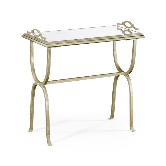 Jonathan Charles Side Table Horseshoe with Removable Tray Top - Silver 1