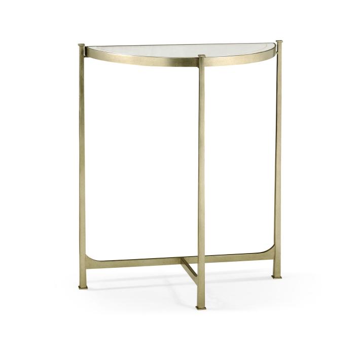 Jonathan Charles Small Demilune Console Table Contemporary - Silver 1