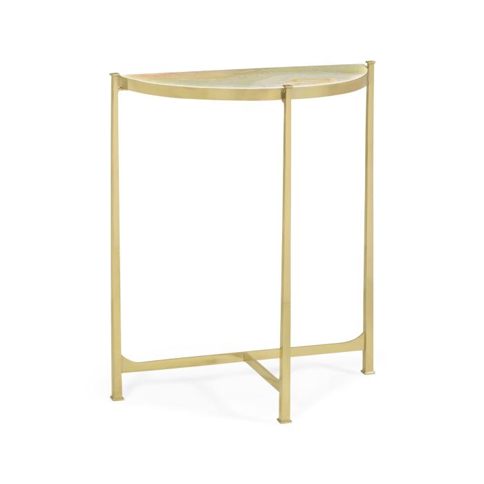 Jonathan Charles Small Demilune Console Table Contemporary - Onyx Stone 1