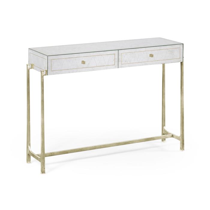 Jonathan Charles Console Table 1930s in Eglomise - Silver 1