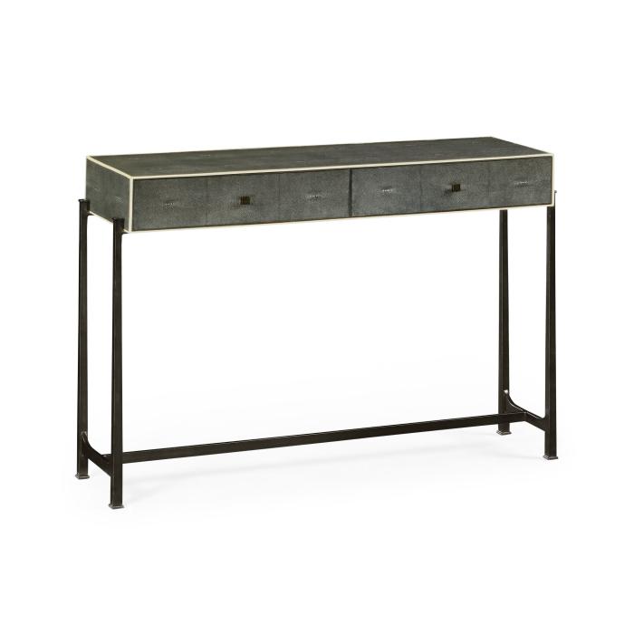 Jonathan Charles Console Table 1930s in Anthracite Shagreen - Bronze 1