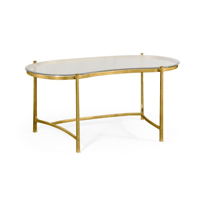 Jonathan Charles Desk Kidney with Glass Top - Gilded 1