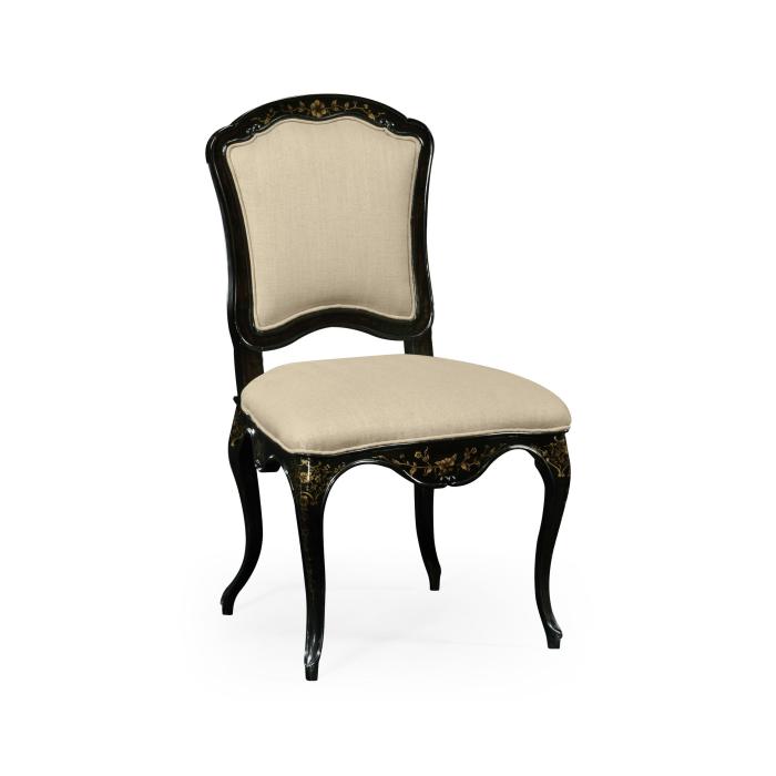 Jonathan Charles Black & Gilded Floral Side Chair 9