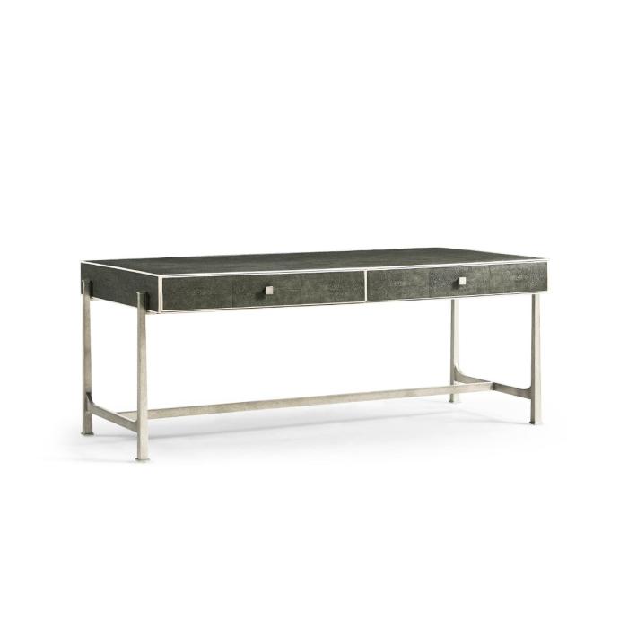 Jonathan Charles Coffee Table 1930s in Anthracite Shagreen - Silver 1