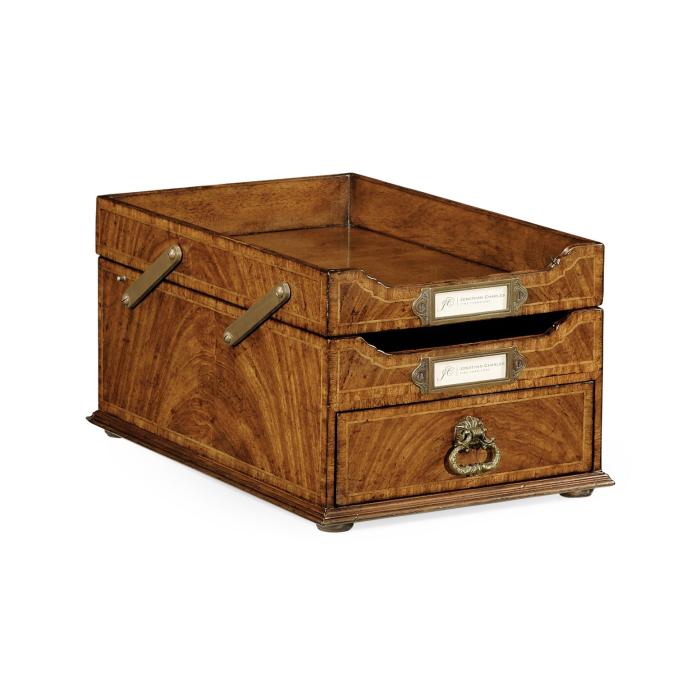 Jonathan Charles Letter Tray Victorian with Drawer - Crotch Walnut 7