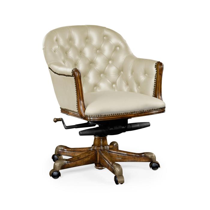 Jonathan Charles Office Chair Chesterfield in Walnut - Cream Leather 1