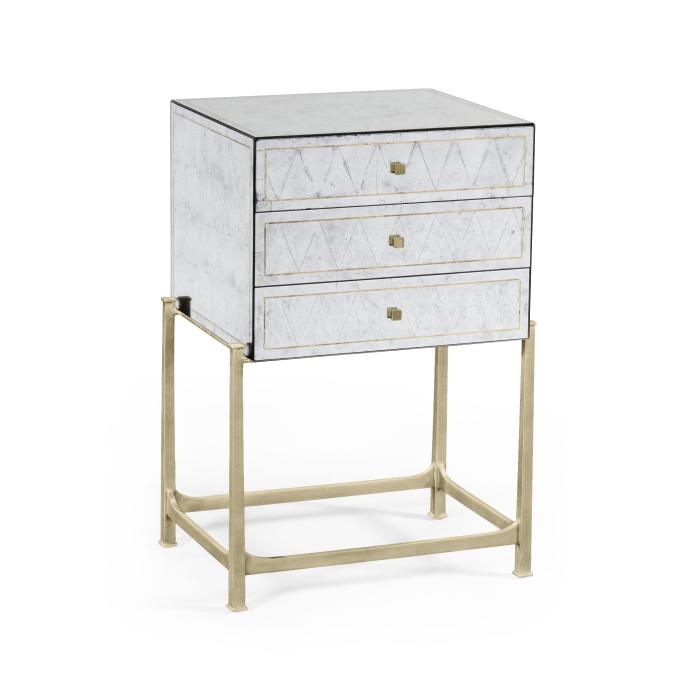 Jonathan Charles Small Chest of Drawers 1930s in Eglomise - Silver 2