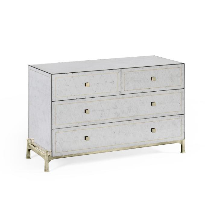 Jonathan Charles Large Chest of Drawers 1930s in Eglomise - Silver 1