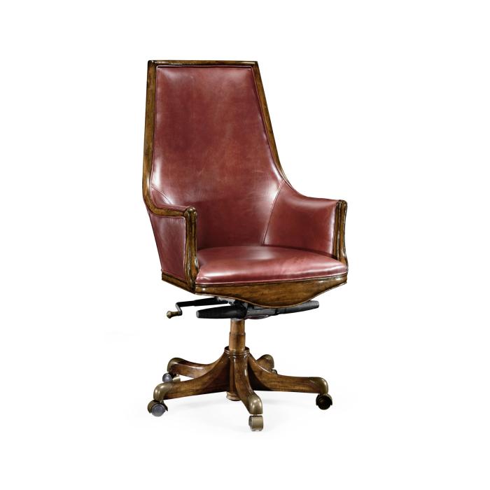 Jonathan Charles Desk Chair Edwardian High Back - Red Leather 3