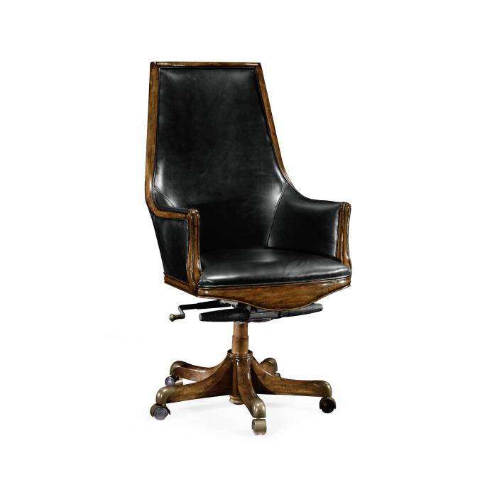 Jonathan Charles Desk Chair Edwardian High Back - Black Leather 1