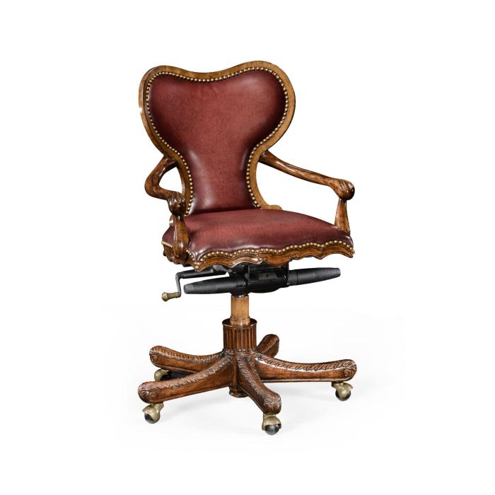 Jonathan Charles Office Chair Georgian in Red Leather 1