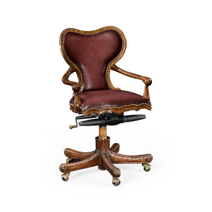 Jonathan Charles Office Chair Georgian in Rich Red Leather 1