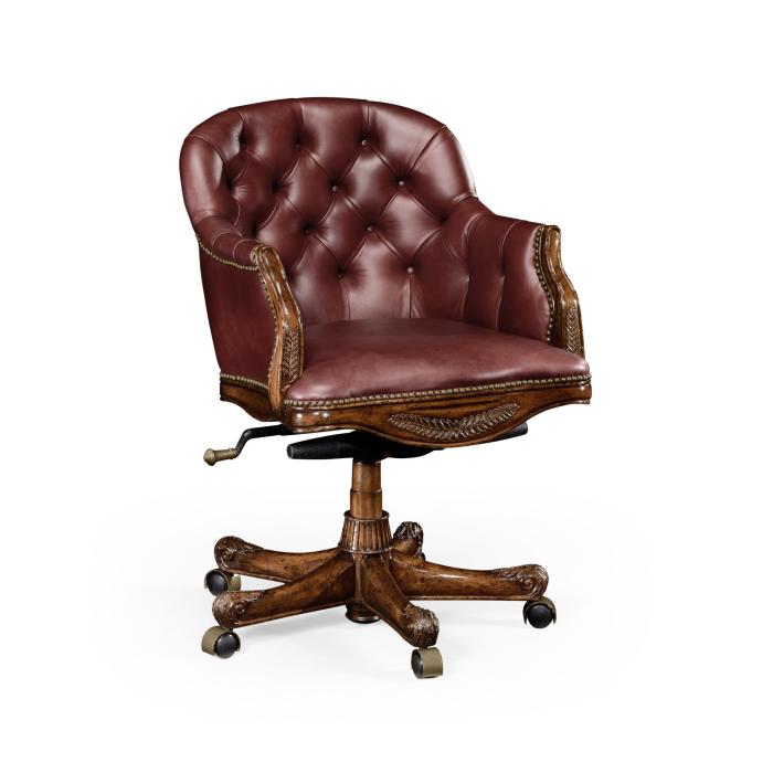 Jonathan Charles Office Chair Chesterfield Style in Rich Red Leather 4