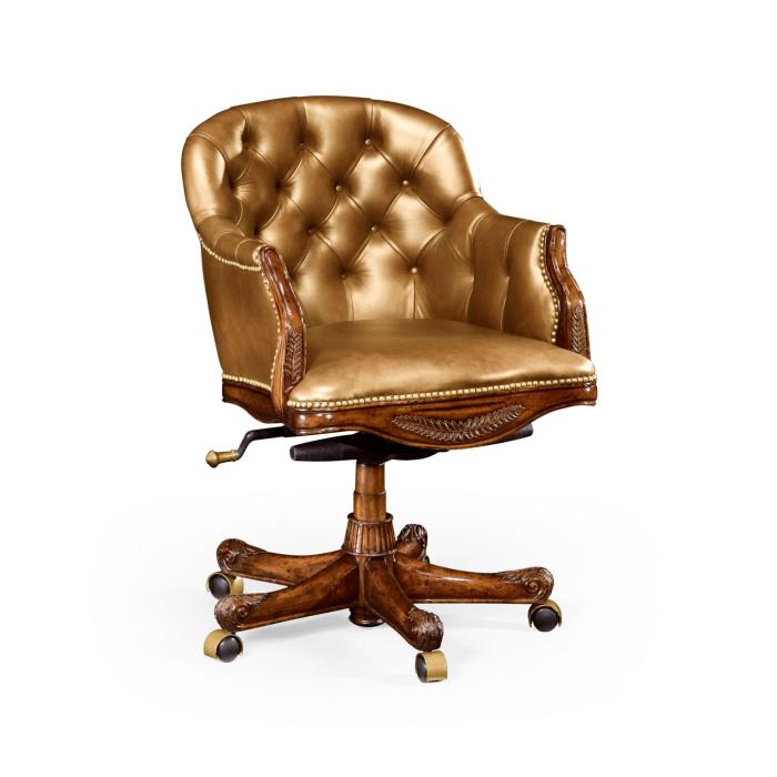 Jonathan Charles Office Chair Chesterfield Style in Chestnut Leather 2