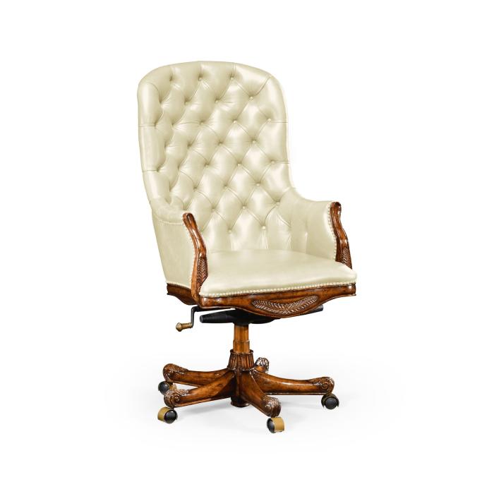 Jonathan Charles High Back Office Chair Chesterfield Style in Cream Leather 1