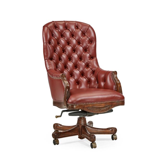 Jonathan Charles High Back Office Chair Chesterfield Style in Red Leather 9
