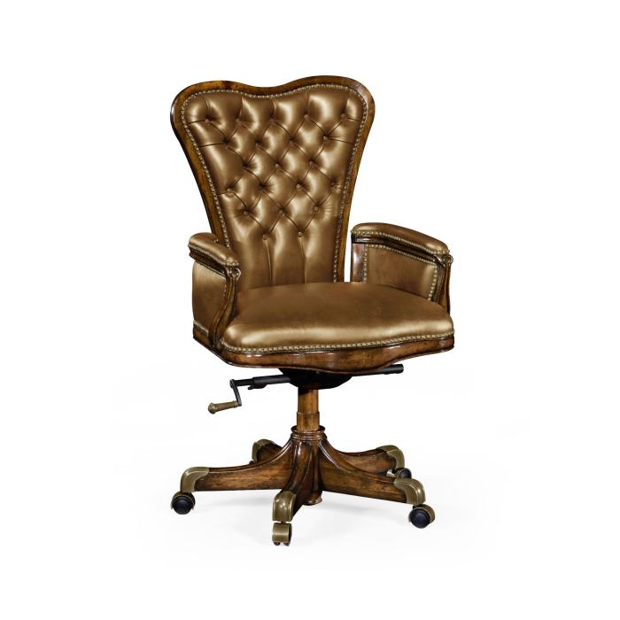 Jonathan Charles Office Chair Edwardian - Antique Chestnut Leather 1