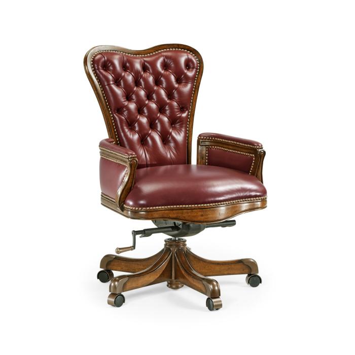 Jonathan Charles Office Chair Edwardian - Rich Red Leather 5