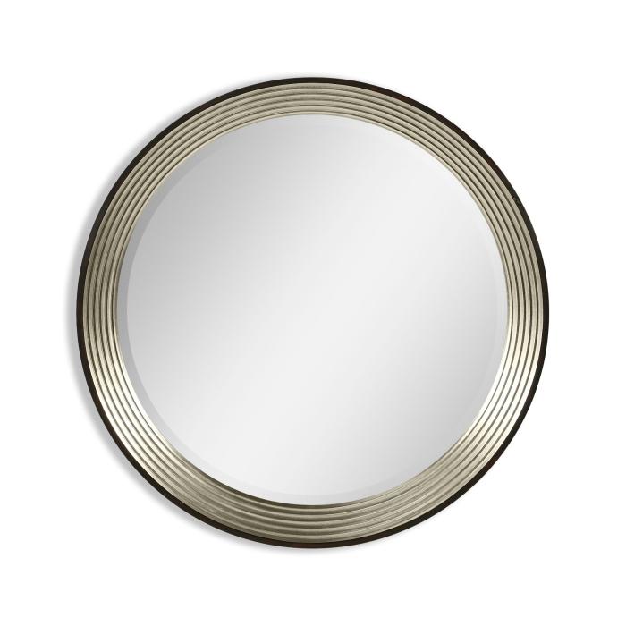 Jonathan Charles Round Mirror Modernist - Silver Leaf 1