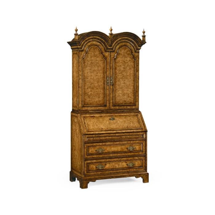 Jonathan Charles Queen Anne Pollard Veneer Bureau Cabinet (Wooden Doors) 1