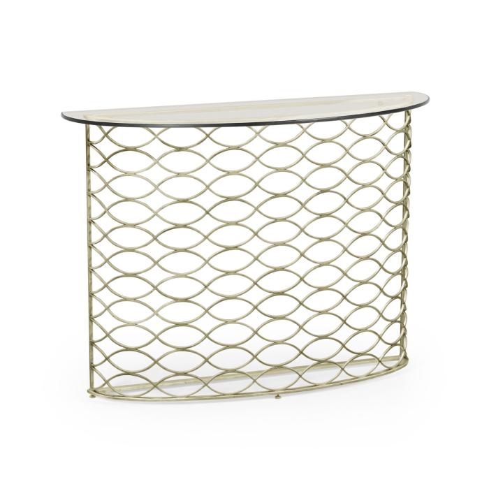 Jonathan Charles Demilune Console Table Interlaced - Silver 1