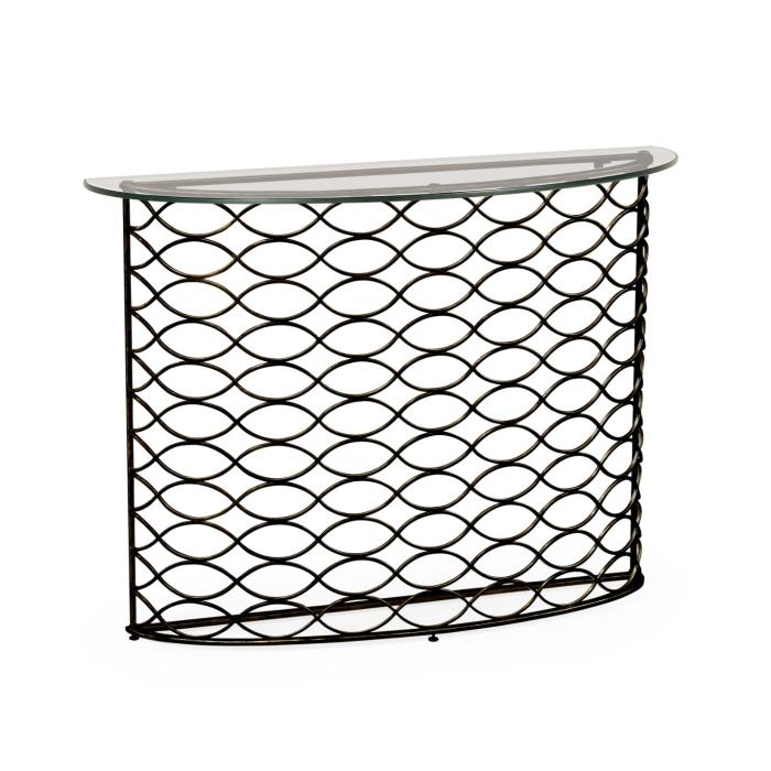 Jonathan Charles Demilune Console Table Interlaced - Bronze 1