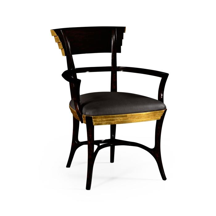 Jonathan Charles Dining Chair with Arms Modernist Stepped in Leather 2