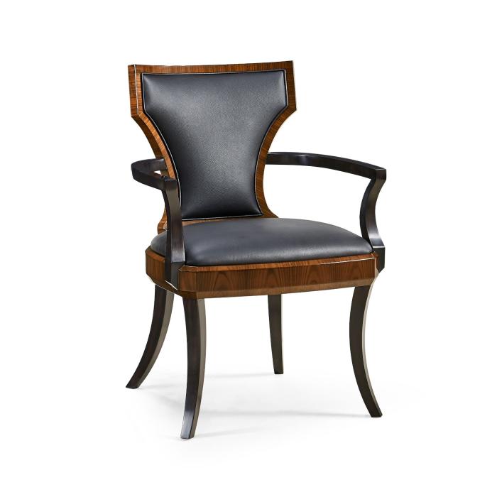 Jonathan Charles Dining Chair with Arm High Lustre Santos in Dark Chocolate Leather 8