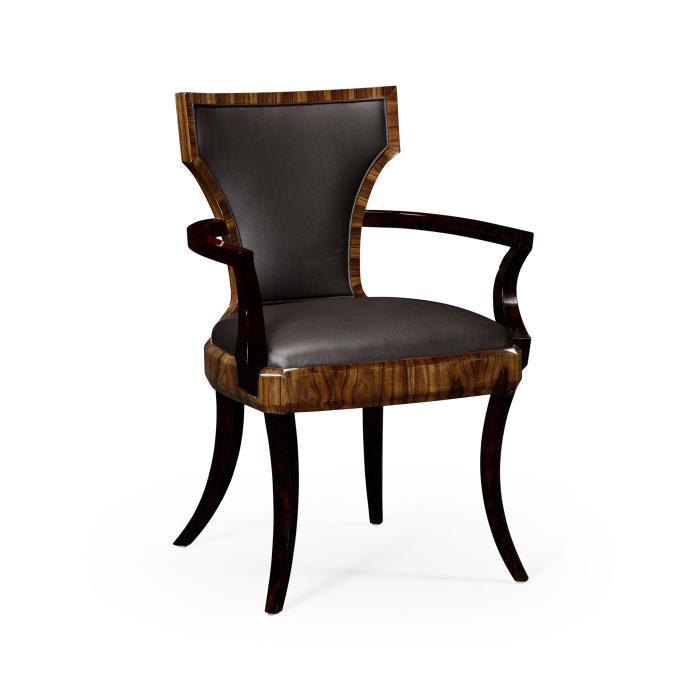 Jonathan Charles Dining Chair with Arm Satin Santos in Dark Chocolate Leather 1