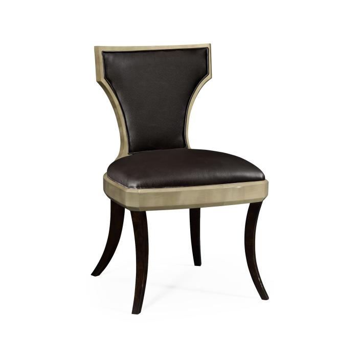 Jonathan Charles Dining Chair Klismos in Champagne - Chocolate Leather 1