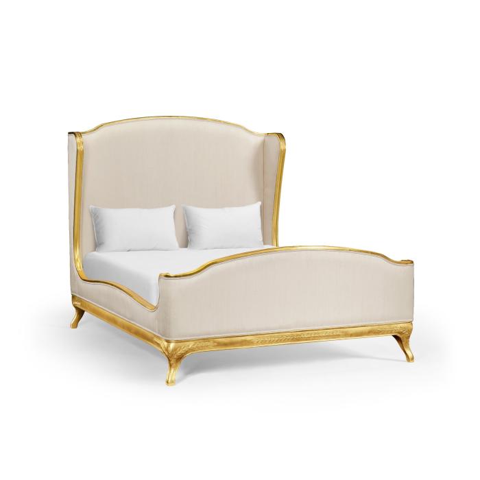 Jonathan Charles King Bed Frame Louis XV in Gold Leaf - Chalk Silk 4