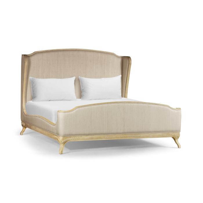 Jonathan Charles Super King Bed Frame Louis XV in Limed Tulip Wood - Chalk Silk 1