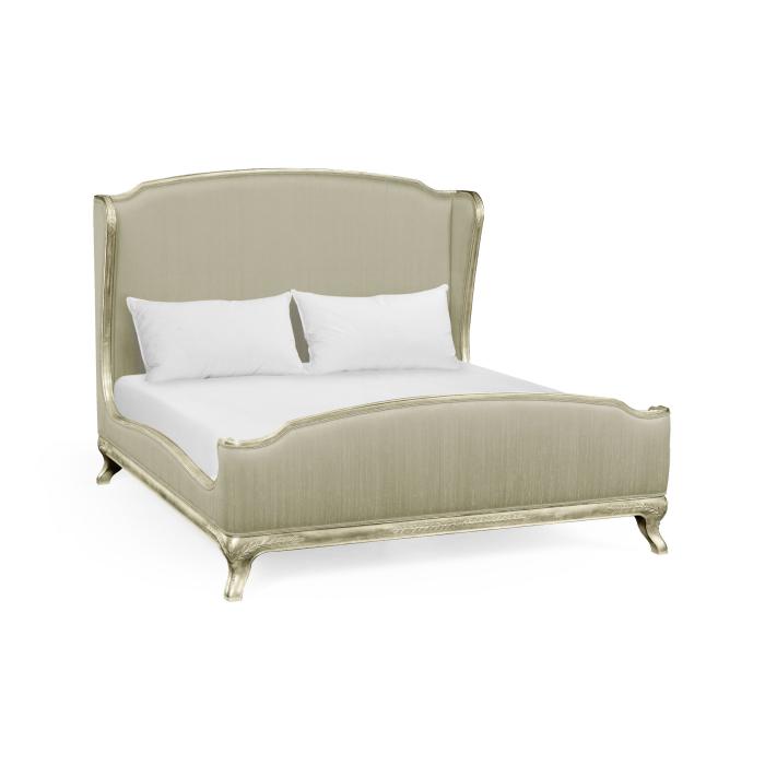 Jonathan Charles Super King Bed Frame Louis XV in Grey Weathered - Duck Egg Silk 1