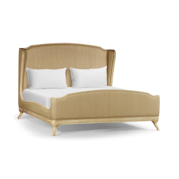 Jonathan Charles Super King Bed Frame Louis XV in Limed Tulip Wood - Muscatelle Silk 1
